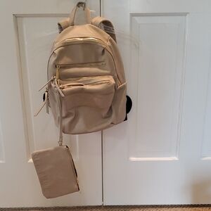 Steve Madden Tan W GOLD Leather Backpack with Pouch